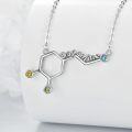wholesale 925 Sterling Silver Serotonin Molecule Pendant Necklaces Minimalist Chemistry Gifts for Women-0-17