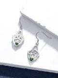wholesale 925 Sterling Silver Birthstone Irish Celtic Claddagh Love Heart Drop Dangle Earrings-0-4