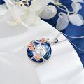 wholesale 925 Sterling Silver Blue Crystal Rose and Honeybee Pendant Necklace-0-10