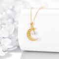 wholesale 14K Gold Crescent Moon with Pearl Charm Pendant Necklace for Women-0-3