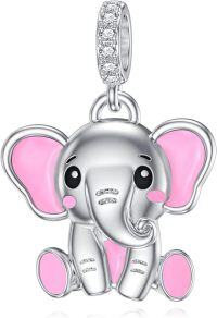 wholesale 925 Sterling Silver & Platinum Plated Elephant Charm Bead for Luck - 18mm Dangle Charm for Bracelets - Hypoallergenic Gift for Women Men-Elephant