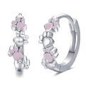 wholesale 925 Sterling Silver Pink Enamel Paw Print Huggie Hoop Earrings for Women and Girls - Small Animal Lover Gift Set-0-0