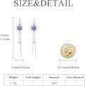 wholesale 925 Sterling Silver Cubic Zirconia Threader Earrings w/ Purple Daisy & Crystal Drop Charm-0-3
