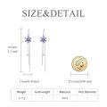 wholesale 925 Sterling Silver Cubic Zirconia Threader Earrings w/ Purple Daisy & Crystal Drop Charm-0-3