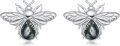 wholesale 925 Sterling Silver Green Stone Insect Stud Earrings - Gift Ideas for Her-0-0