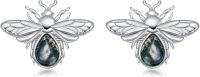 wholesale 925 Sterling Silver Green Stone Insect Stud Earrings - Gift Ideas for Her-Bee