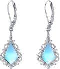 wholesale 925 Sterling Silver Blue Opal Teardrop Filigree Leverback Earrings Gift for Her-0-0