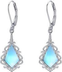 wholesale 925 Sterling Silver Blue Opal Teardrop Filigree Leverback Earrings Gift for Her-Moonstone