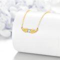 wholesale Gold Solid 14K Diamond Angel Wings Pendant Necklace - Guardian Angel Wing Jewelry-0-2
