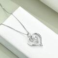 wholesale 925 Sterling Silver Heart Pendant Necklace with Cubic Zirconia and Engraved Message Thank You - Perfect Mothers Day or Birthday Gift for Mom Grandmother-0-3