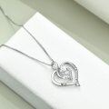 wholesale 925 Sterling Silver Heart Pendant Necklace with Cubic Zirconia and Engraved Message Thank You - Perfect Mothers Day or Birthday Gift for Mom Grandmother-0-3