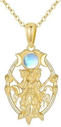 wholesale 14K Gold Moonstone Goddess Pendant Necklace for Women-Hecate