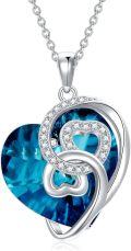 wholesale Sterling Silver Clear Crystal Women s Love Heart Necklace Gift for Her-0-10