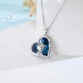 wholesale 925 Sterling Silver Blue Crystal Heart Hippo Pendant Necklaces for Mom Wife Daughter Mothers' Day Gifts-0-4
