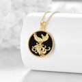 wholesale 925 Sterling Silver Gold Plated Phoenix Black Onyx Oval Pendant Necklace-0-4