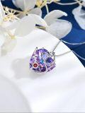 wholesale 925 Sterling Silver Purple Crystal Heartbeat Stethoscope Pendant Necklace for Nurses Doctors Midwives Gift-0-2
