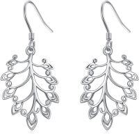 wholesale TOUPOP Peacock Tail Feather Earrings 925 Sterling Silver Dangle Earring Christmas Xmas Birthday Gifts For Her Women Mom Grandma -undefined