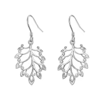 TOUPOP Sterling Silver Peacock Tail Feather Dangle Earrings-undefined