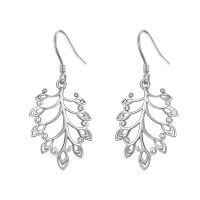 TOUPOP Sterling Silver Peacock Tail Feather Dangle Earrings-undefined