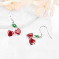 wholesale 925 Sterling Silver Heart-Shaped Red Crystal Cherry Drop Earrings for Women Gift-0-1