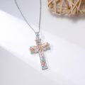 wholesale 925 Sterling Silver Rose Gold Plated Cross Dragonfly Lily Pendant Necklace-0-1