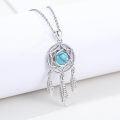 wholesale 925 Sterling Silver Turquoise Stone Dreamcatcher Pendant Necklaces Feathers Bohemian Gifts for Her-0-1