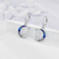 wholesale 925 Sterling Silver Howling Wolf Moon Drop Earrings with Blue Enamel and Stars-0-2