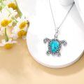 wholesale 925 Sterling Silver Turtle Pendant with Genuine Turquoise Necklace for Women Gifts-0-3