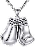 wholesale 925 Sterling Silver Boxing Gloves Pendant Necklaces for Men Women Sports -0-0