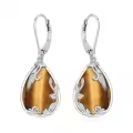 TOUPOP Sterling Silver Filigree Gemstone Teardrop Dangle Earrings-0-0