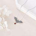 wholesale 925 Sterling Silver Gothic Punk Red Heart Pendant Bat Music Envelope Paper Airplane Design Necklace-0-3