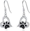 wholesale 925 Sterling Silver Black Enamel Cat/Dog Paw Stud Earrings - Unique Animal Footprint  for Her-0-0