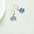 wholesale 925 Sterling Silver Abalone Shell Dog Paw Print Leverback Drop Dangle Earrings for Women and Girls-0-2