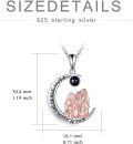 wholesale 925 Sterling Silver Moon Pendant with Three Girls Hugging and Black Cubic Zirconia - Sister Gift Friendship Jewelry-0-5