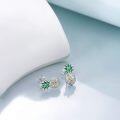 wholesale 925 Sterling Silver Pineapple Stud Earrings with Green Enamel and Yellow CZs - Fashionable Gift for Women & Teenage Girls-0-4