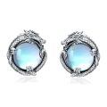 wholesale 925 Sterling Silver Blue Moonstone Dragon Stud Earrings for Women-0-0