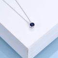 wholesale 925 Sterling Silver Green CZ Round Pendant Chain Necklace for Women Girls-0-35
