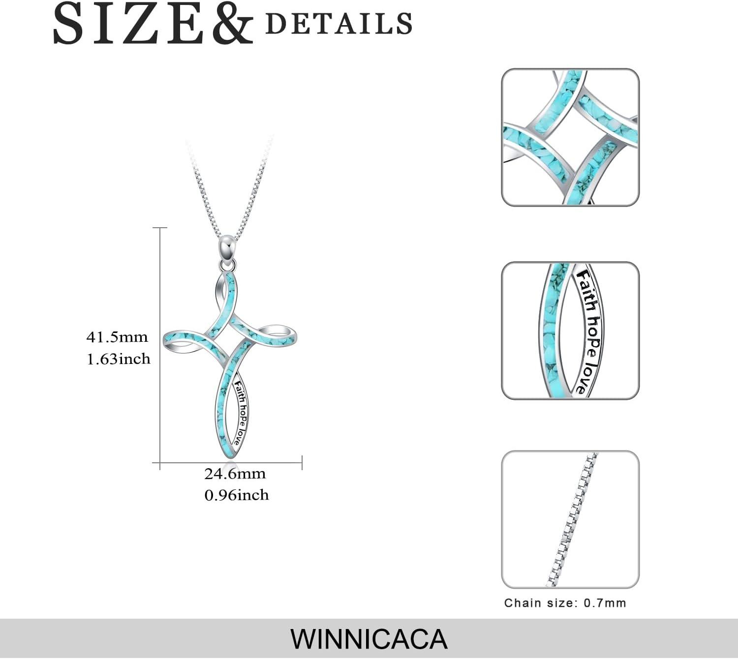 wholesale 925 Sterling Silver Turquoise and White Opal Celtic Cross Pendant Necklace for Women-0-3