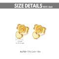 wholesale 18K Gold Heart Shaped Stud Earrings with Flower Design - Perfect Valentine's Day Gift for Women-0-5