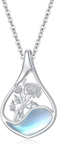 wholesale 925 Sterling Silver Waterdrop Moonstone Pendant Necklace With Dandelion Design-11-Nov.-Chrysanthemum