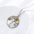 wholesale 925 Sterling Silver Tree of Life Sunflower Pendant Necklace Gold Plated Flower Charm Jewelry for Women Girls Gift 36 Chain Length-0-1