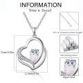 wholesale 925 Sterling Silver Owl Heart Opal Pendant Necklace White Gold Plated Crystal Jewelry-0-5