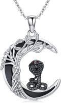 wholesale 925 Sterling Silver Crescent Moon with Cobra Pendant Necklace-0-0
