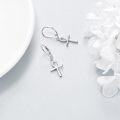 wholesale 925 Sterling Silver Egyptian Ankh Cross Drop Earrings for Women Girls  4cm Long-0-4