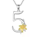 wholesale 925 Sterling Silver Gold Lily Flower Pendant Necklace Wholesale w/ Lucky Number 0-9-0-0