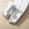 wholesale 925 Sterling Silver Double Heart Pendant Necklace with Gold Accents and Cubic Zirconias-0-4