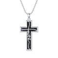 wholesale 925 Sterling Silver Faith Cross Pendant Necklace Blue Sandstone White Gold Plated-0-5