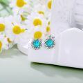wholesale 925 Sterling Silver Round Turquoise Stud Earrings for Women Boho Style Native American Inspired s 48x36mm-0-2