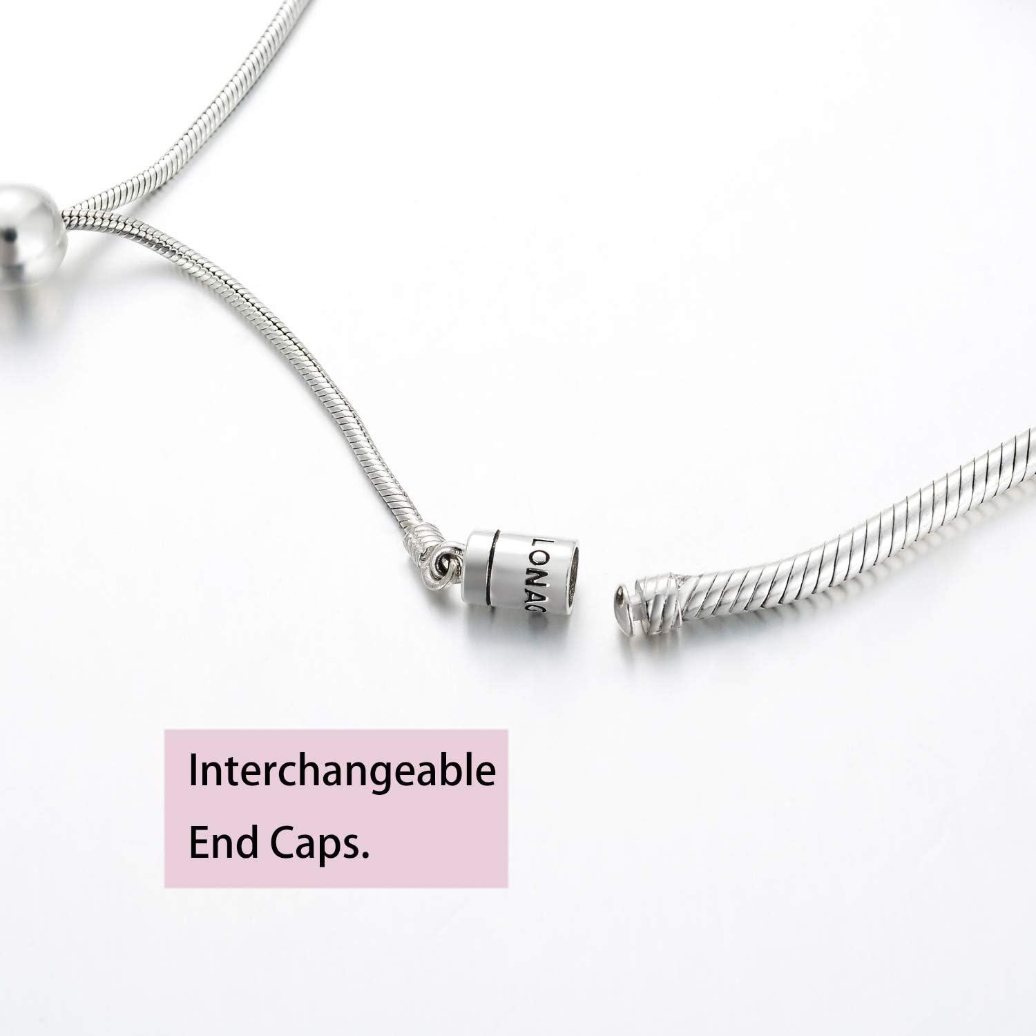 925 Sterling Silver Snake Chain Slide Lock Adjustable Length Snakeskin Beads Bracelet for Women's s-0-3
