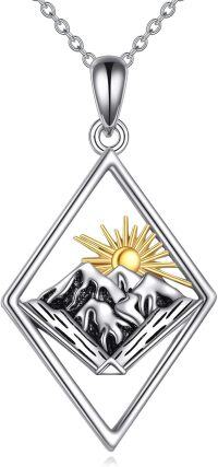 wholesale 925 Sterling Silver Celtic Sun and Mountains Pendant Necklace for Women - Hiking -Sun